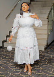Charming Beauty- Hollow-Out Lace Dress (New)