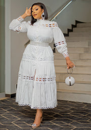 Charming Beauty- Hollow-Out Lace Dress (New)