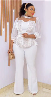 Zehna Embellished- 3pcs Gemstone Blouse/Belt/Pant Set (NEW!)