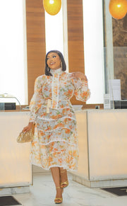 Athena- Floral Swing Midi Dress/tie belt (NEW)