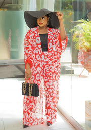 Rich Queen Ecstasy- 3pc Kimono Top/Pant/ with Black Camisole SET (NEW)