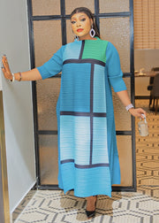 Queene LONG SLEEVE- Pleats Colorblock Dress (NEW)