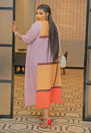 Queene LONG SLEEVE- Pleats Colorblock Dress (NEW)