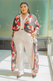Rich Queen Bloom- 2pc Floral Kimono Top/Pant SET (NEW)