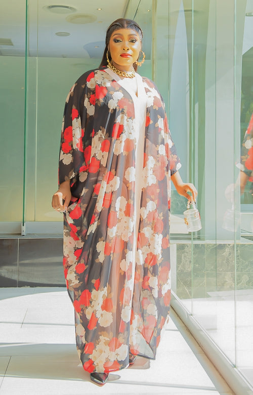 Rich Queen Bloom- 2pc Floral Kimono Top/Pant SET (NEW)