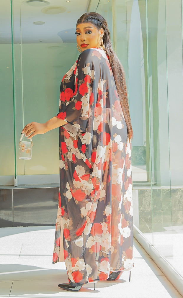 Rich Queen Bloom- 2pc Floral Kimono Top/Pant SET (NEW)