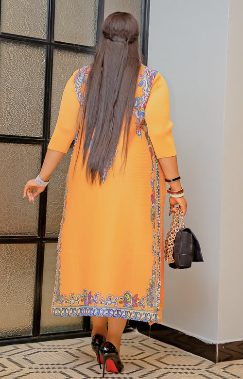 Jahzara Beauty- Pleats Floral Detail Dress (NEW)