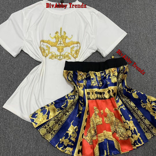 Naomi- 2pcs T-Shirt and Skater Skirt Set (New)