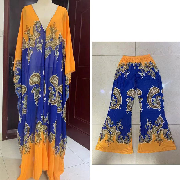 Rich Queen Florals- 2pc KIMONO TOP/Pant SET (NEW)