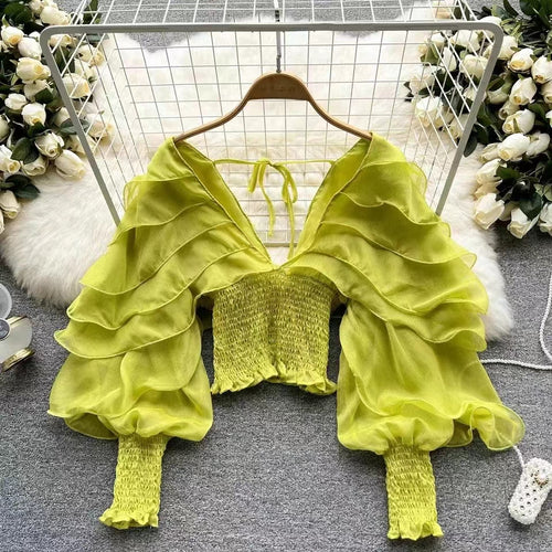 TULIP QUEEN- 3D Petals Ruffle Sleeve blouse (4 colors)